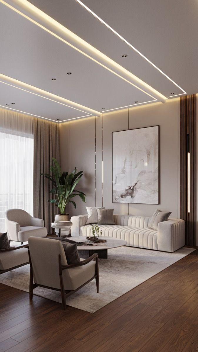 Modern Living Room Suite featuring Custom L-Sectional Sofa & Accent Armchairs #7